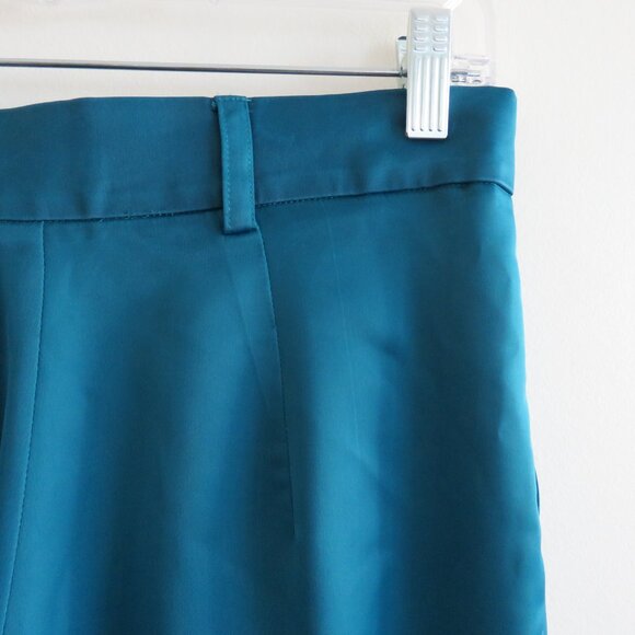 ZENA PRESLEY Teal Satin Palazzo Wide Leg Pants Drapey - Women's Size M - Picture 14 of 15